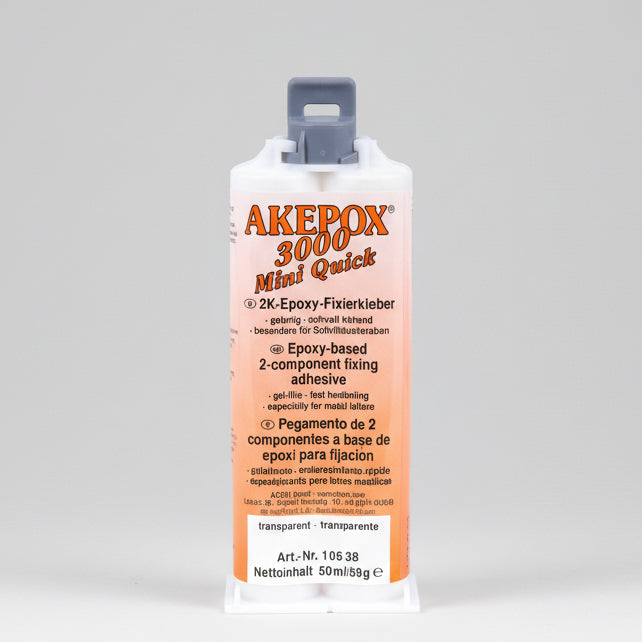 A tube of Akepox 3000 2-component epoxy adhesive.