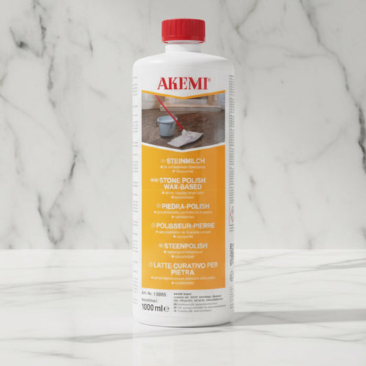 Akemi stone polish bottle on a white background